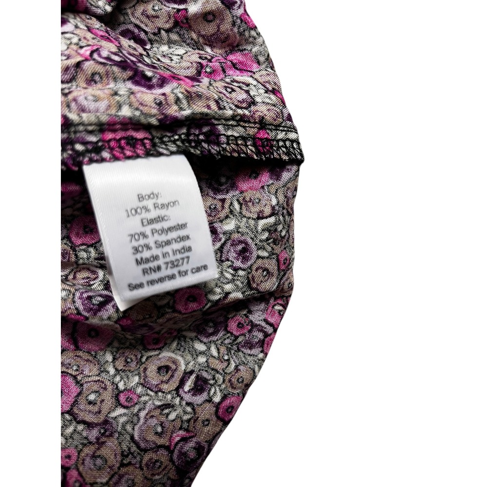 Croft & Barrow 2X Purple Floral Smocked Peplum3/4 Sleeve Top Cottagecore Ditsy - Picture 6 of 7